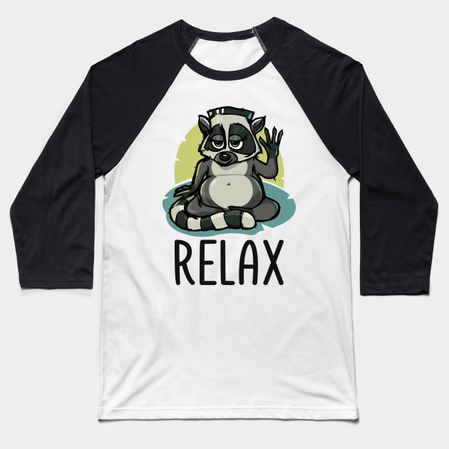 Lemur says Relax Baseball T-Shirt by VizRad